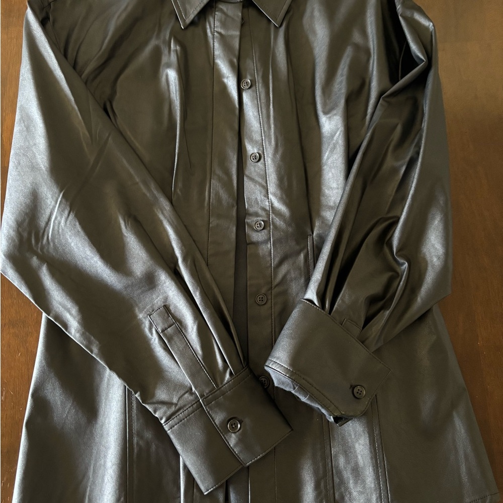 banana republic vegan leather shirt